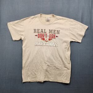 Mens Vintage Shirt Real Men Dont Ask For Directions Large Oneita Single Stitch